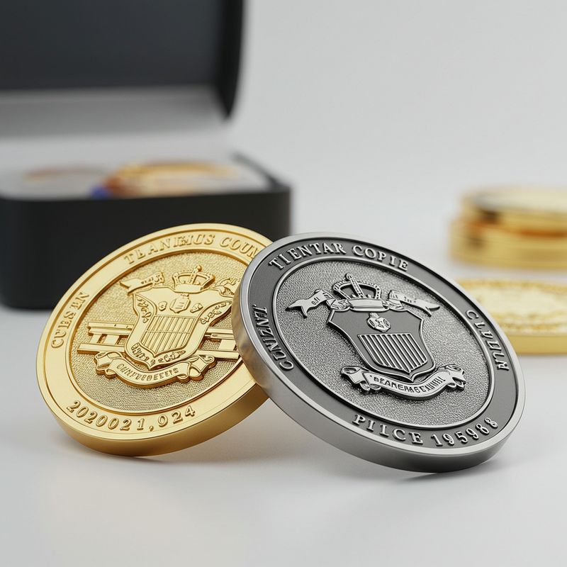 Custom challenge coin design 02, gold and antique silver eagle coins