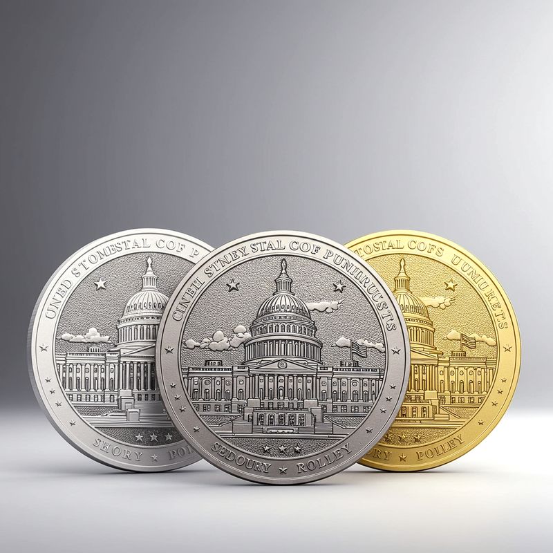 Custom challenge coin design 10, Capitol building coins in silver and gold