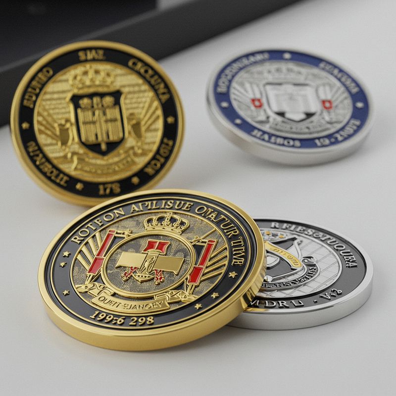 Custom challenge coin design 19, gold and silver crest coins