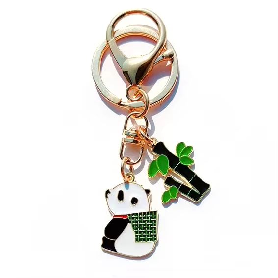 Custom Metal Keychain Design 05 | Panda Charm with Lobster Clasp