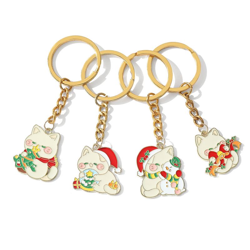 Enamel Keychain Design 10 | Holiday Cat Charm Keyring