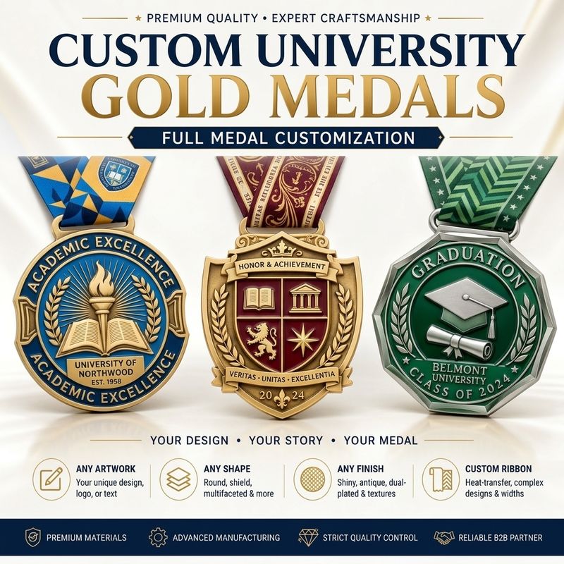 Custom medal design 15, school honor gold medals