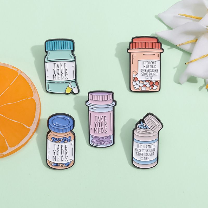 Enamel Pin Badge Design 05 | Fun Pill Bottle Pin Set