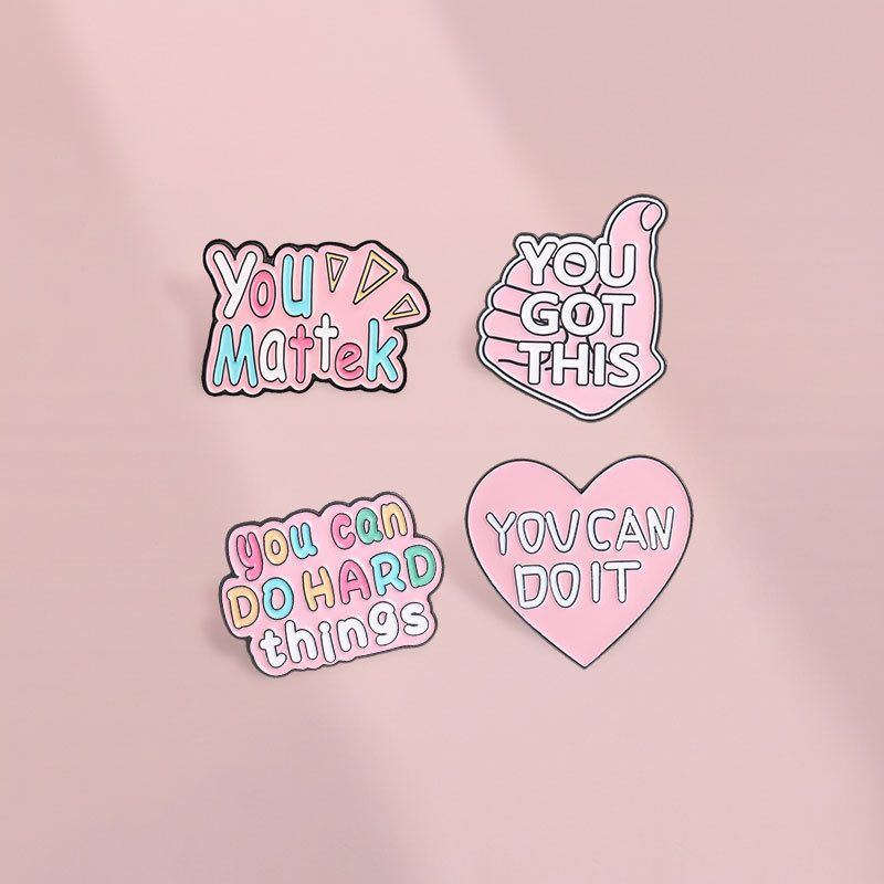 Custom enamel pin design 17, pastel motivational quote pins