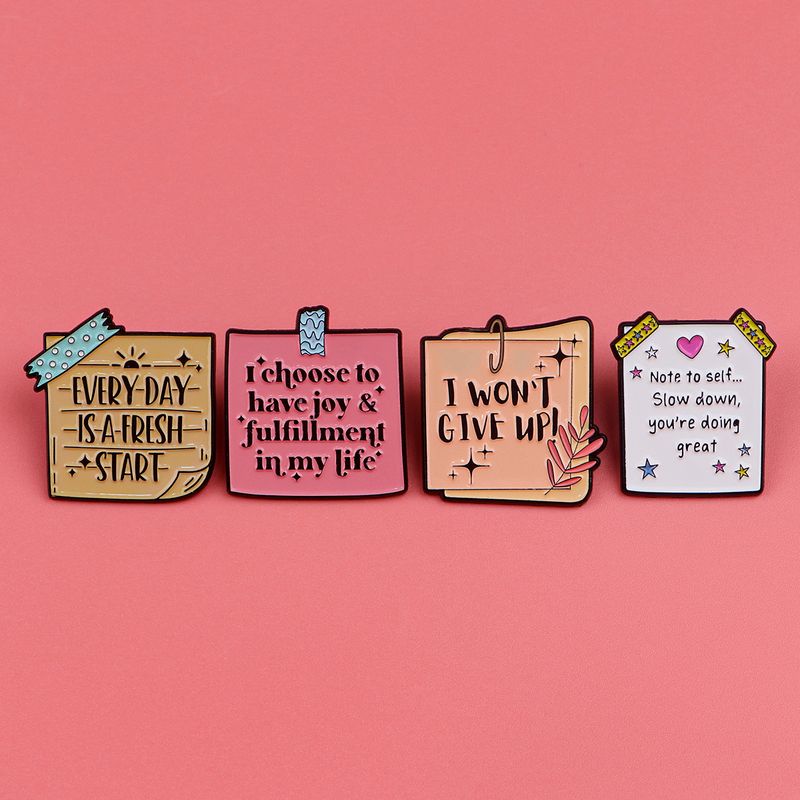 Custom enamel pin design 20, pastel sticky note quote pins