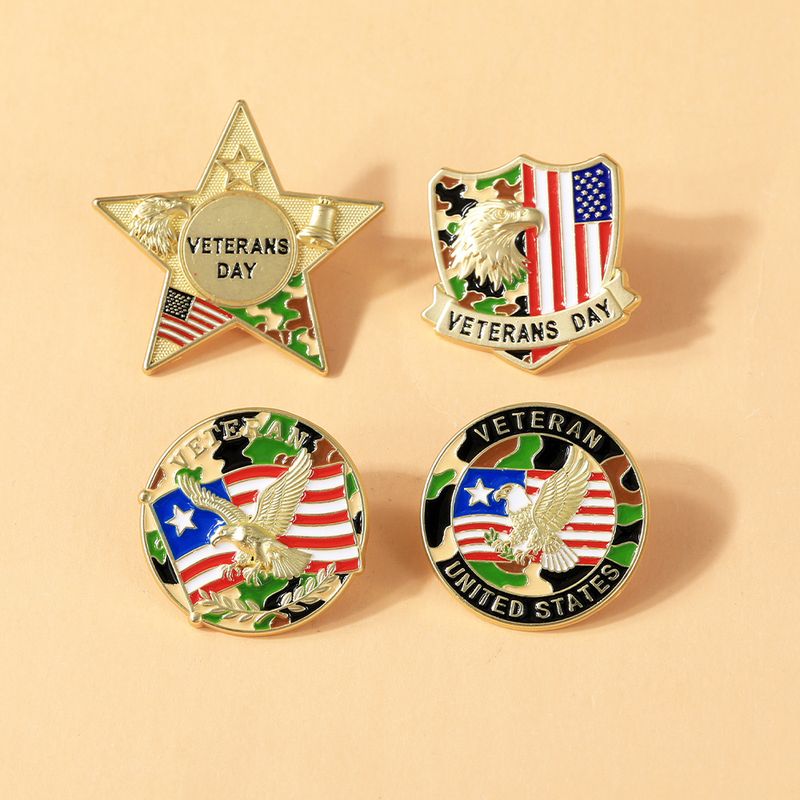Custom enamel pin design 23, Veterans Day star and flag pins
