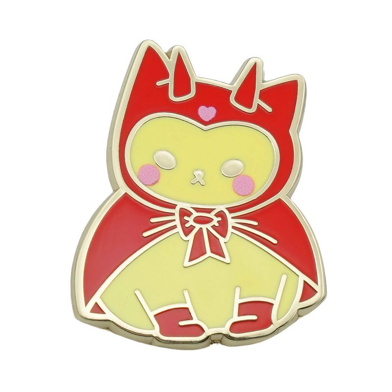 Custom enamel pin design 24, red hooded cartoon character pin